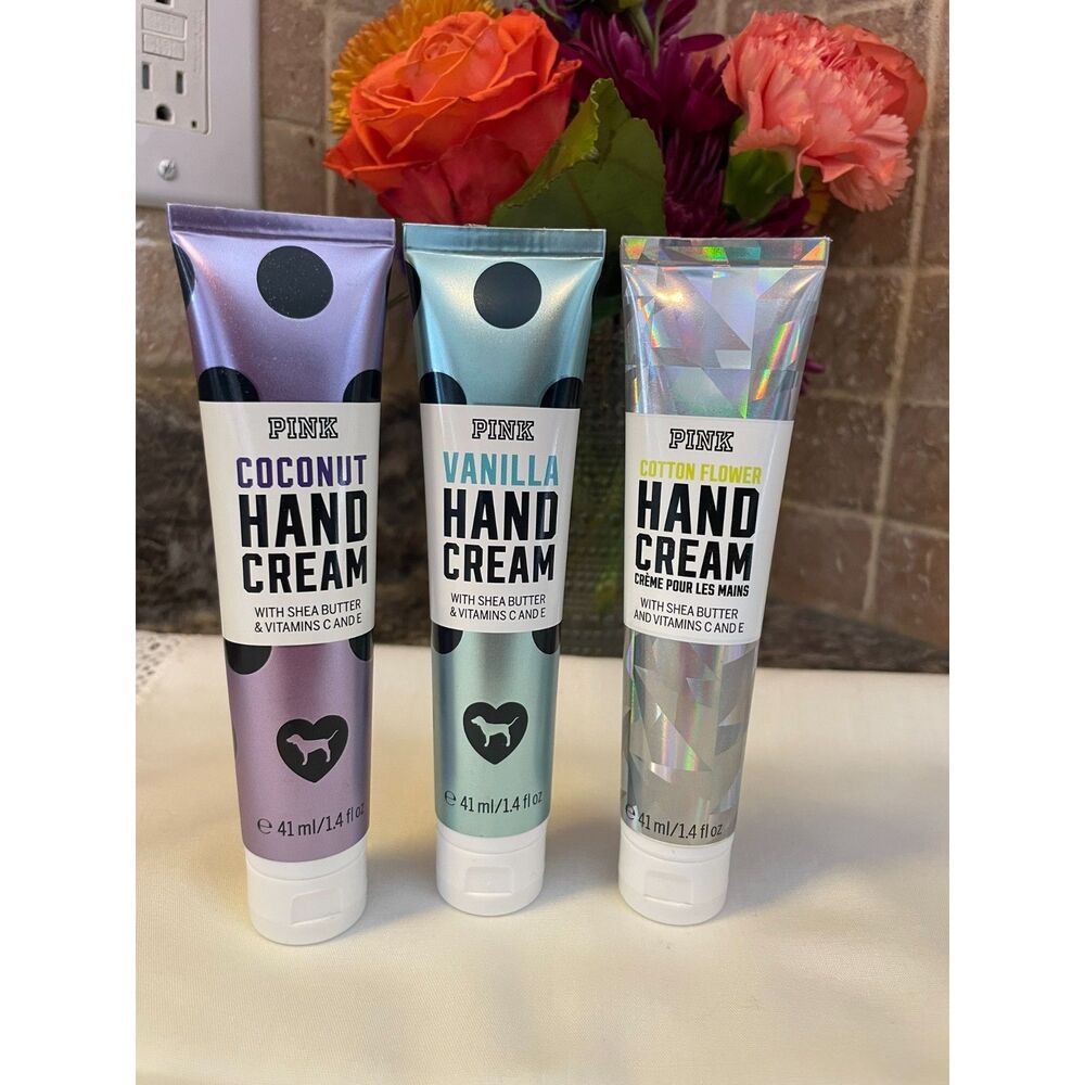 PINK Victoria's Secret Hand Cream Set of 3, Coconut, Vanilla, Cotton Flower